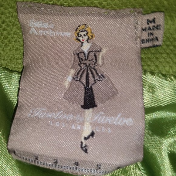 Twelve by Twelve Chartreusse short  romper with gold buttons and pockets - Picture 3 of 3